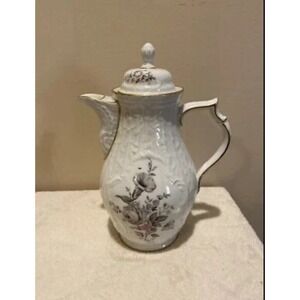 Rosenthal Germany Grey Rose Gold Trim Coffee Pot‎ 9.5" with Lid